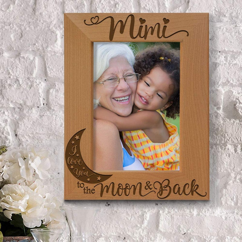 KATE POSH - Mimi I Love You to The Moon and Back Engraved Natural Wood Picture Frame, Grandparent's Day Gifts, Grandma Gifts, for Nana, (4x6-Vertical) - Image 5
